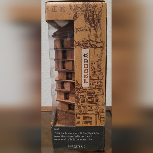 Wooden Tower Puzzle with Colored Beads - Picture 3 of 5